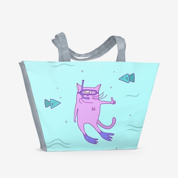 Пляжная сумка «Кот Рыба»
