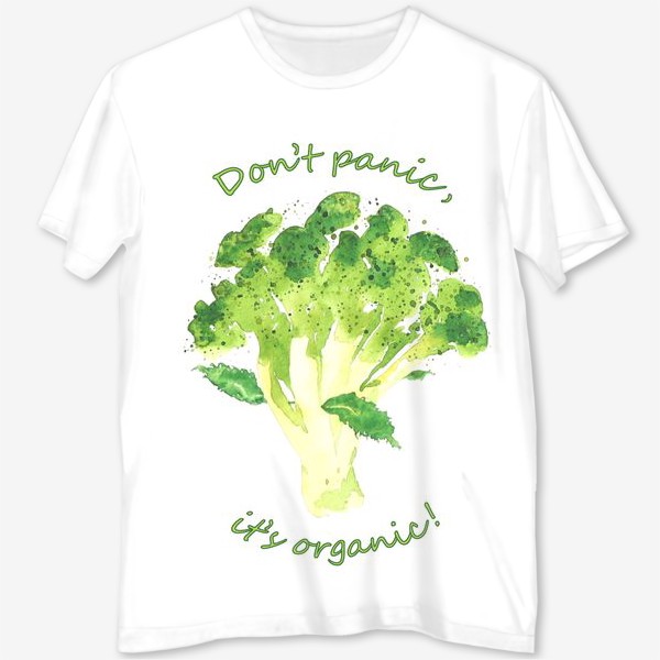 Футболка с полной запечаткой «Don't panic, it's organic! Брокколи»