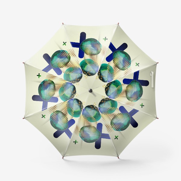 Зонт &laquo;Акварельный абстрактный фон с золотыми геометрическими элементами&raquo;