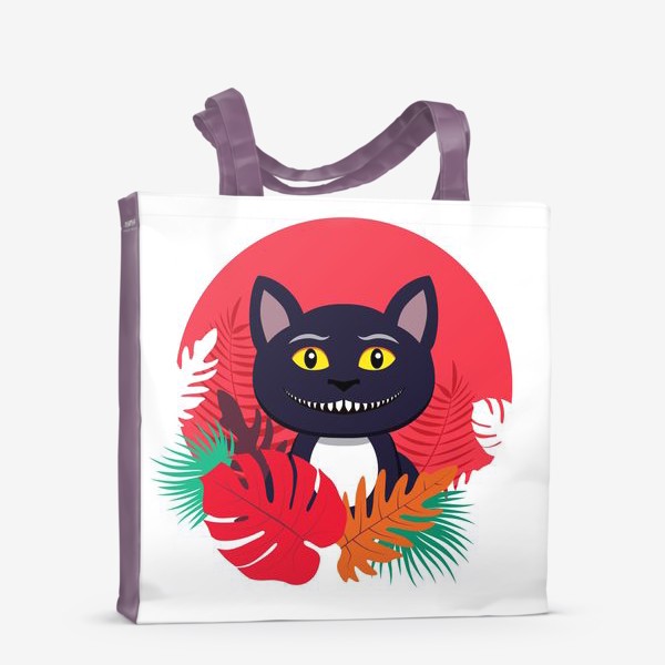 Сумка-шоппер «Чеширский кот в тропических листьях»