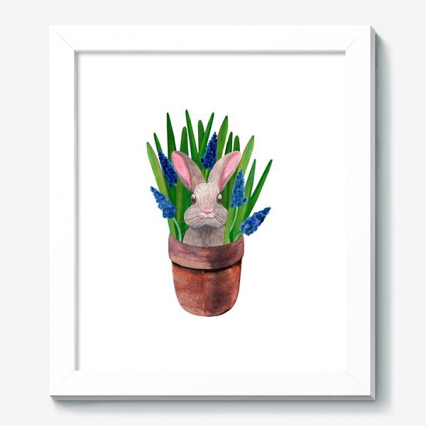 Картина «Милый кролик в горшке с весенними мускари»