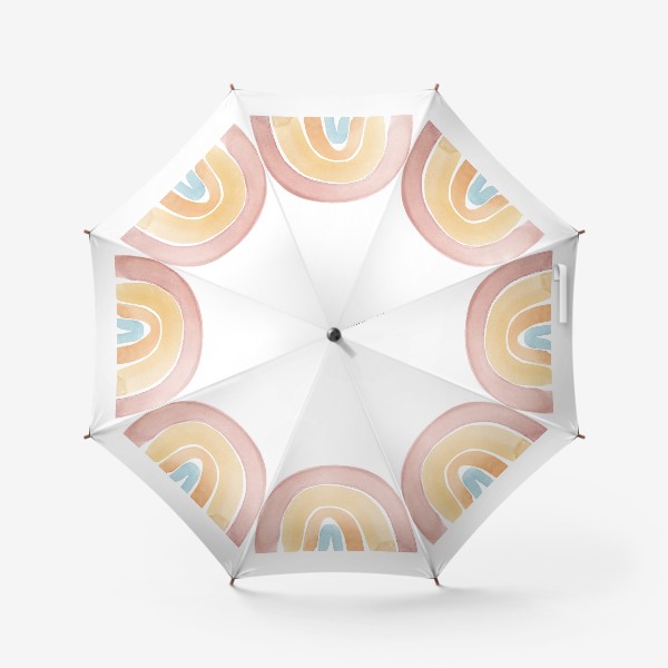 Зонт «Радуга. Современный акварельный абстрактный геометрический принт в бежево-голубых нежных тонах »