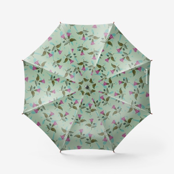 Зонт «Цветы дурмана на светло-голубом травяном фоне»