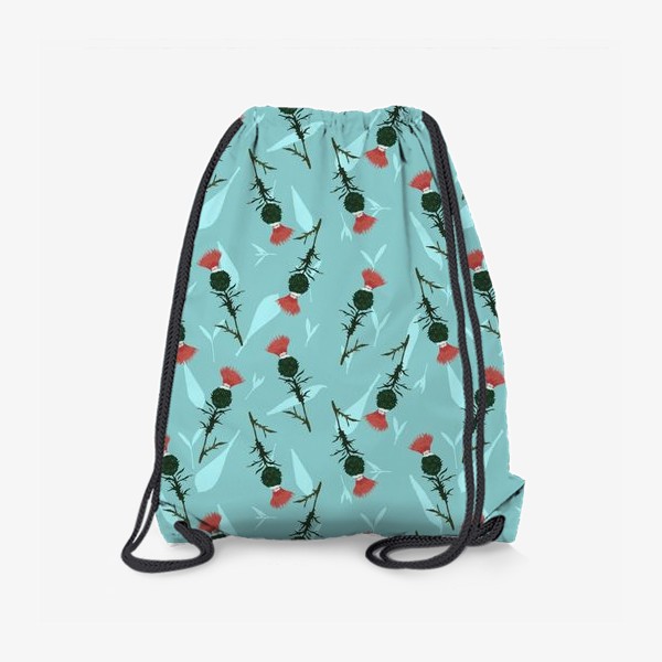 Рюкзак «Цветы чертополоха на светло-голубом травяном фоне»