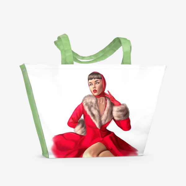 Пляжная сумка «Девушка в красном»