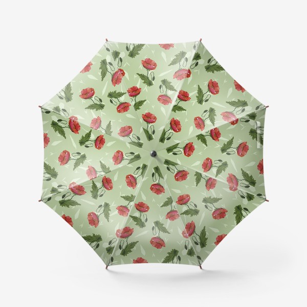 Зонт &laquo;Красные маки на светло-зеленом травяном фоне.&raquo;