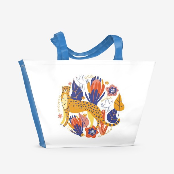 Пляжная сумка «Гепрард и цветы»