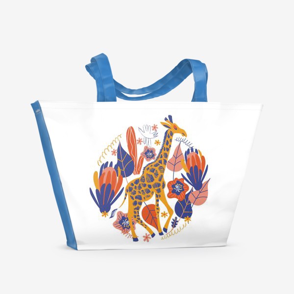 Пляжная сумка «Жираф и цветы»