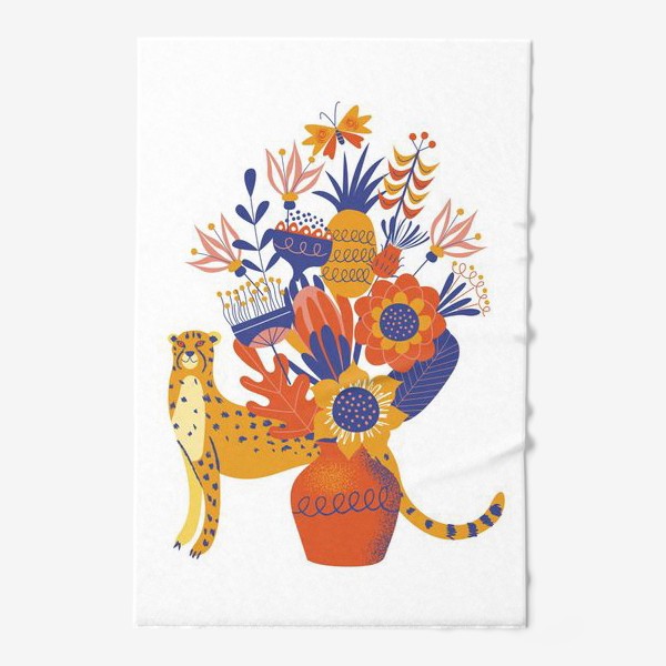 Полотенце «Гепард и ваза с цветами»