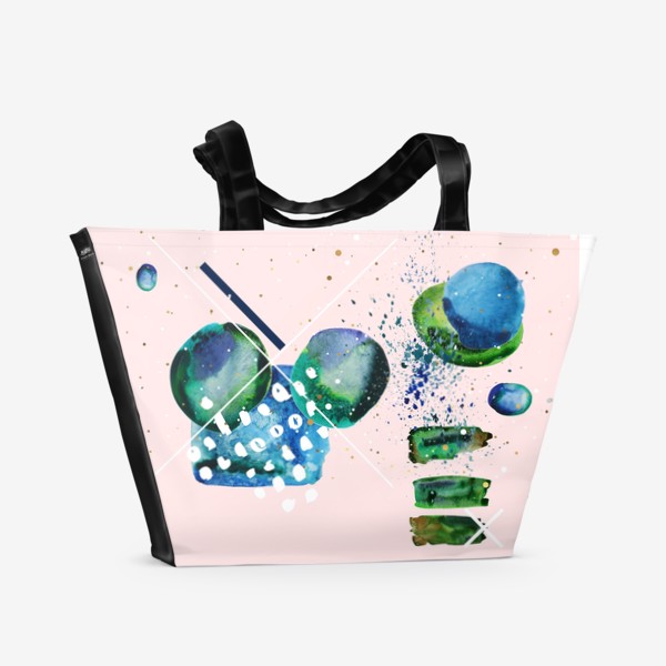 Пляжная сумка &laquo;Коллаж с акварельными абстрактными фэлементами&raquo;