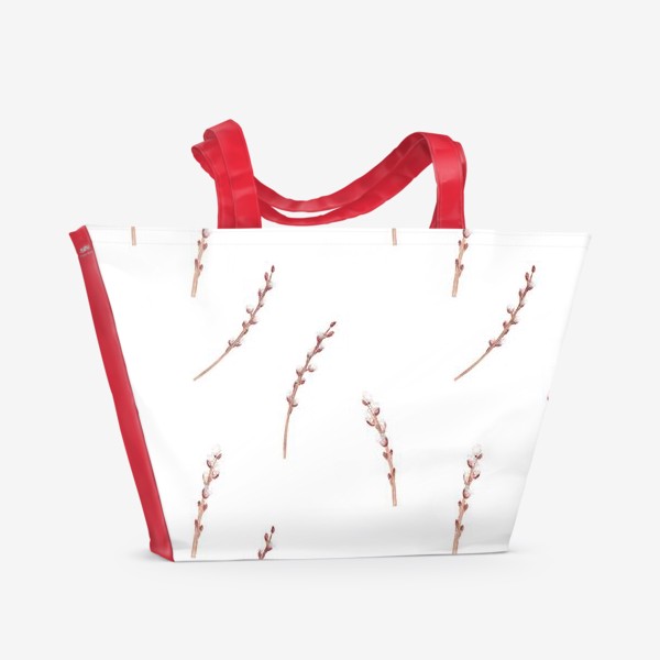 Пляжная сумка &laquo;Верба. Акварельный весенний ботанический минималистичный принт на пасху с веточками вербы&raquo;