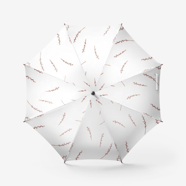 Зонт &laquo;Верба. Акварельный весенний ботанический минималистичный принт на пасху с веточками вербы&raquo;