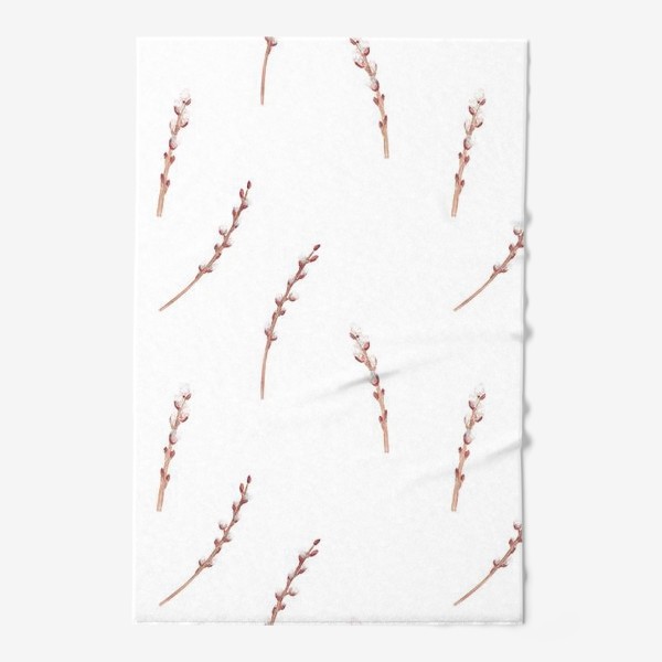 Полотенце &laquo;Верба. Акварельный весенний ботанический минималистичный принт на пасху с веточками вербы&raquo;
