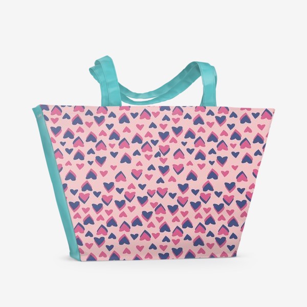 Пляжная сумка «Паттерн розовые сердца»