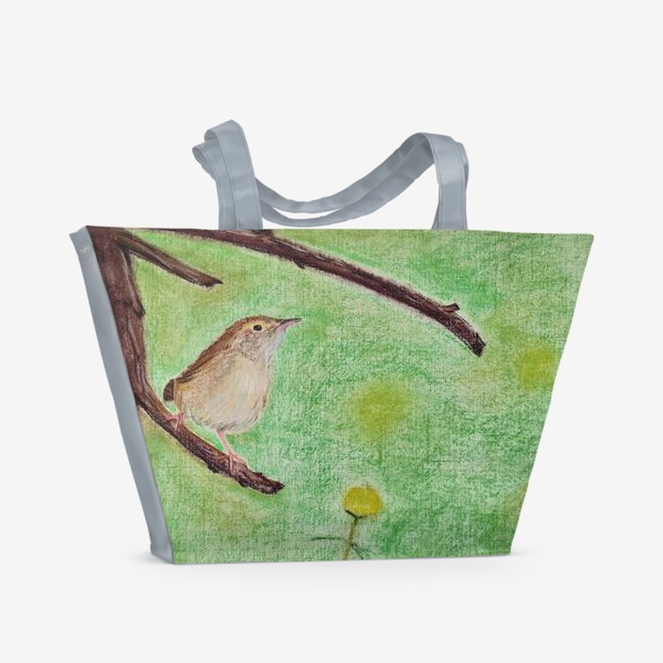 Пляжная сумка «Птица Сибирская пестрогрудка. Пастель»