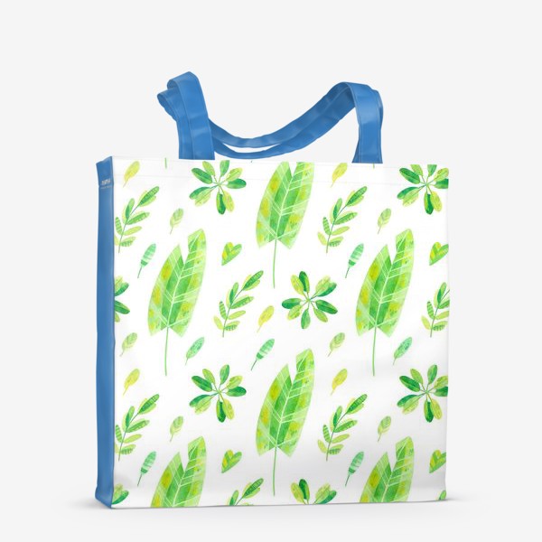 Сумка-шоппер &laquo;Яркий летний принт с тропическими листьями. Акварельная иллюстрация с экзотическими растениями.&raquo;