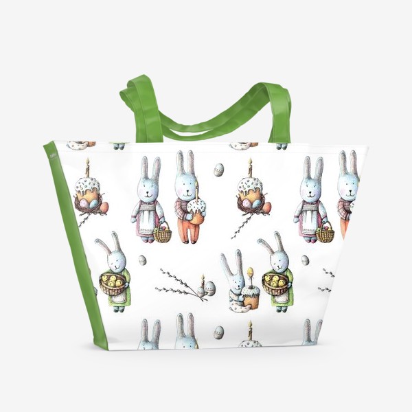 Пляжная сумка «Пасхальный узор с зайчиками»