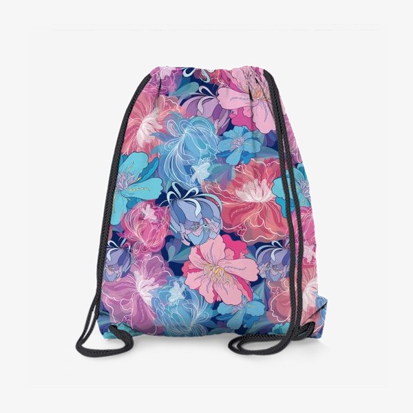 Рюкзак «Свежий летний паттерн с голубыми и розовыми цветами»