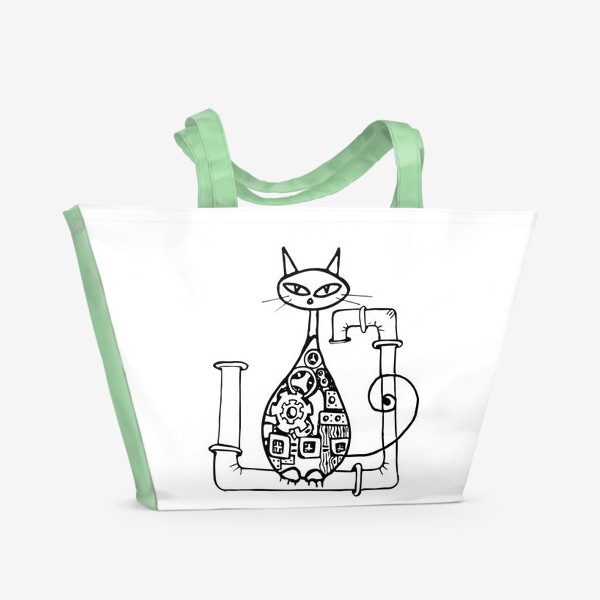 Пляжная сумка «Кот в стиле стимпанк»