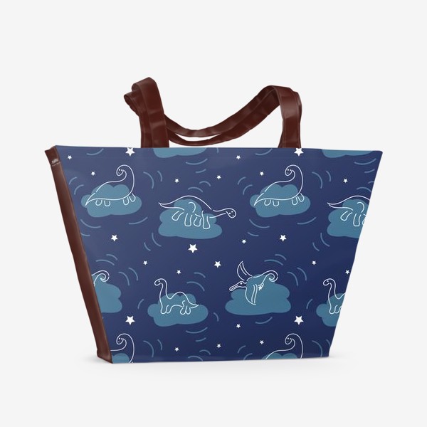 Пляжная сумка «Динозавры в облаках»