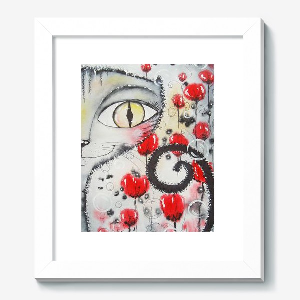 Картина «кот в цветах»