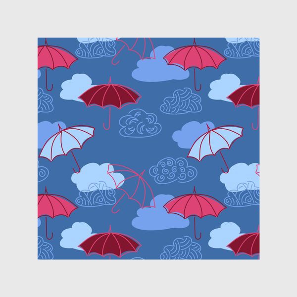 Шторы «Розовые зонты и облака»
