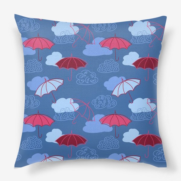 Подушка «Розовые зонты и облака»
