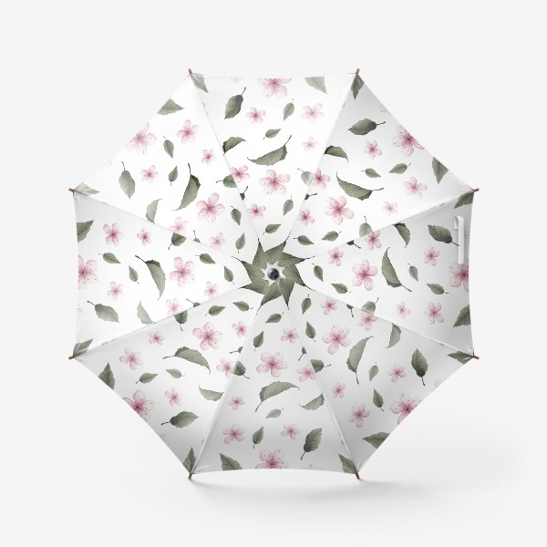 Зонт «Весенний паттерн с цветами вишни на белом фоне»