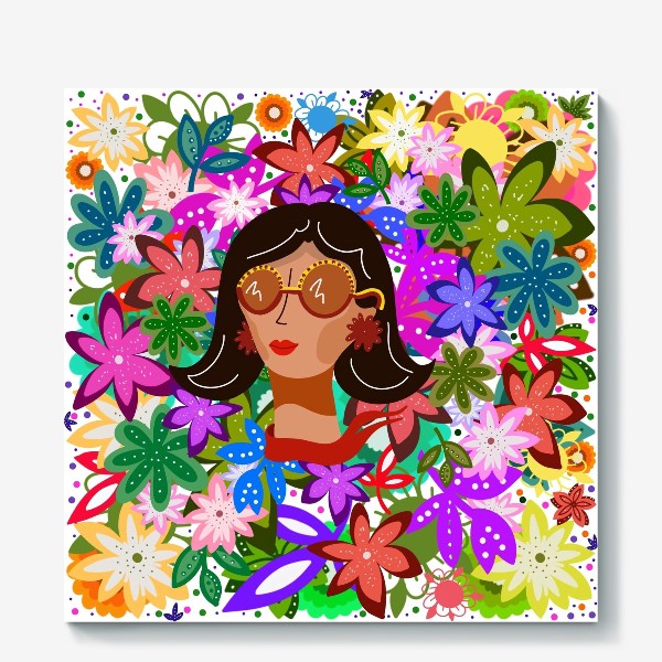 Холст «Райский сад. Девушка в цветах. Лето»