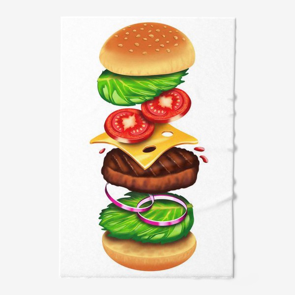 Полотенце «Бургер, вкусняшка, фаст фуд, фастфуд, еда, для кухни»
