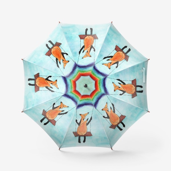 Зонт «Лисенок на качелях на радуге»
