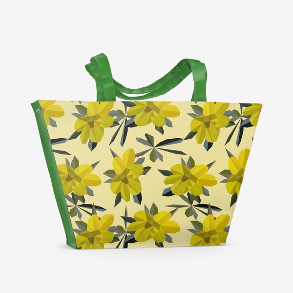Пляжная сумка «green foliage with colour background seamless pattern»