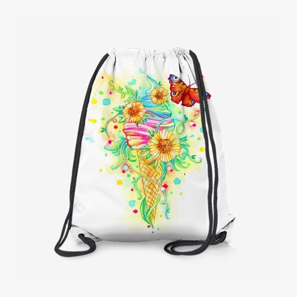 Рюкзак «Мороженое цветочное, радужное, летнее.»