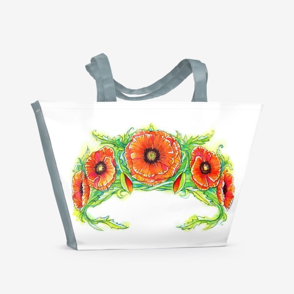 Пляжная сумка «Диадема. Маки, цветы.»