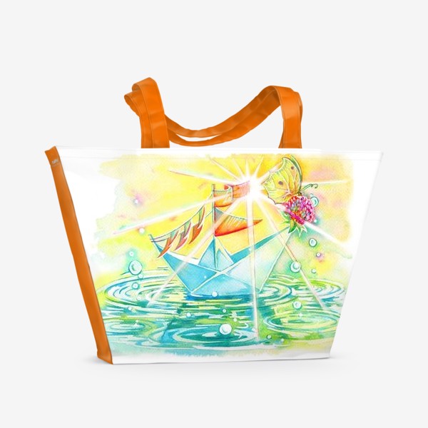 Пляжная сумка «Бумажный кораблик.»