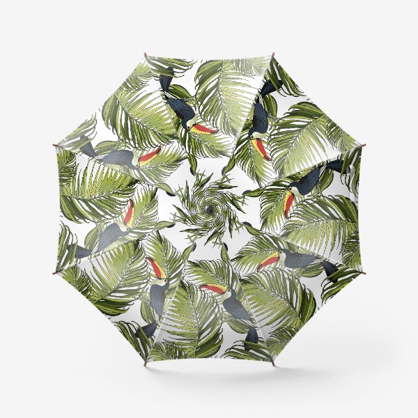 Зонт «Листья пальмы и тукан»