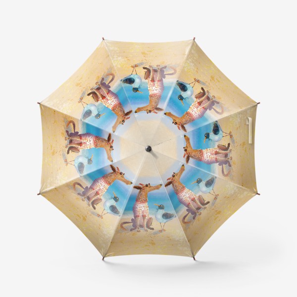 Зонт «Пес и чайка летом на море»