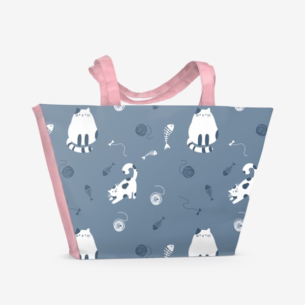 Пляжная сумка «Котики и рыбки»