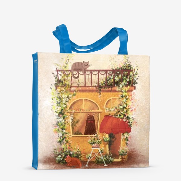Сумка-шоппер «Коты в цветочном магазине»