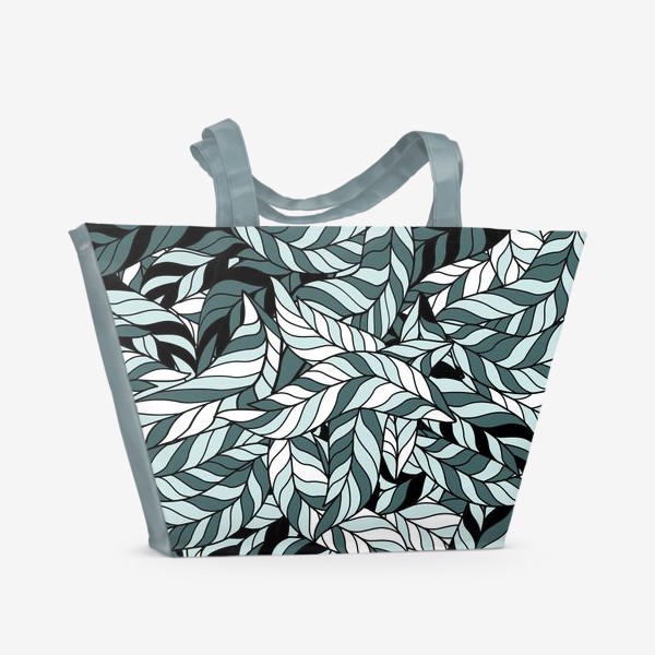 Пляжная сумка «Мятные листья, паттерн»