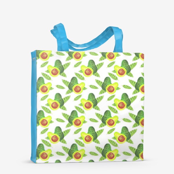 Сумка-шоппер «акварель авокадо и листья паттерн. веганская еда, фрукты и овощи»