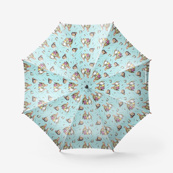 Зонт «Пасхальный паттерн с куриным семейством»