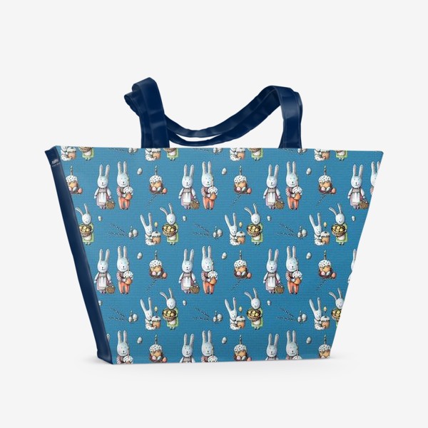 Пляжная сумка «Пасхальные зайчата с куличами»