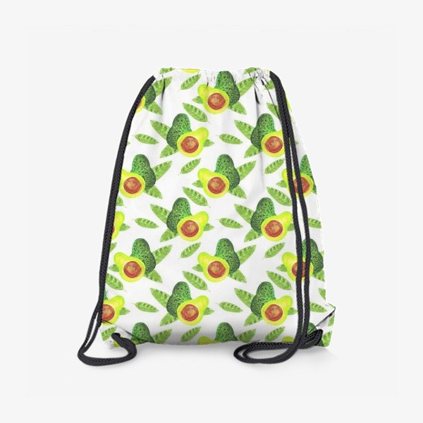 Рюкзак «акварель авокадо и листья паттерн. веганская еда, фрукты и овощи»