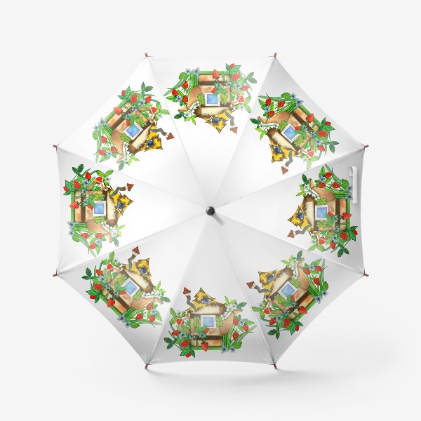 Зонт «клубничный домик»