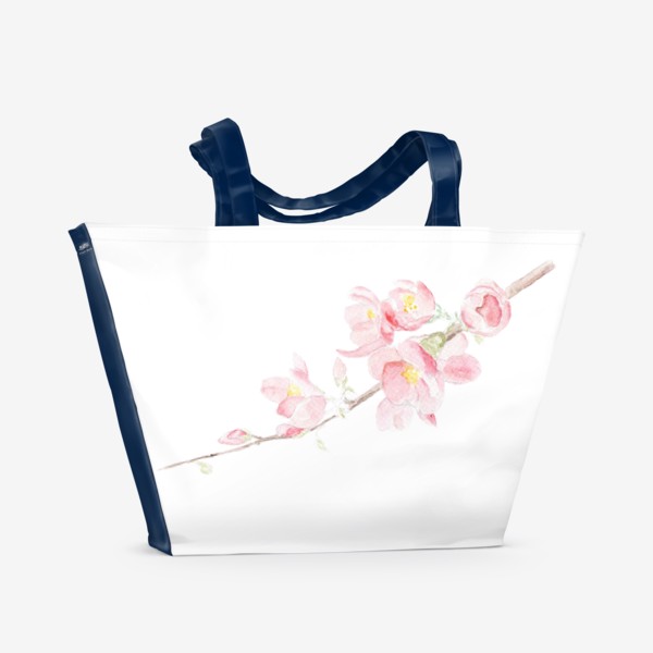 Пляжная сумка «Цветущая вишня. Карандаш и акварель»