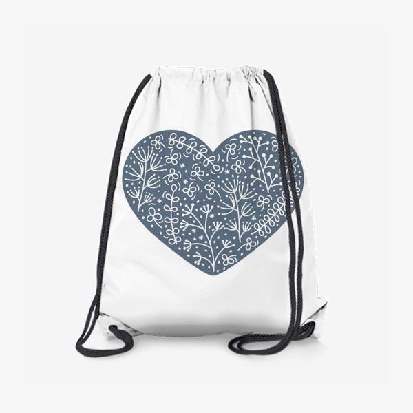 Рюкзак «Сердце из растений и трав на синем»