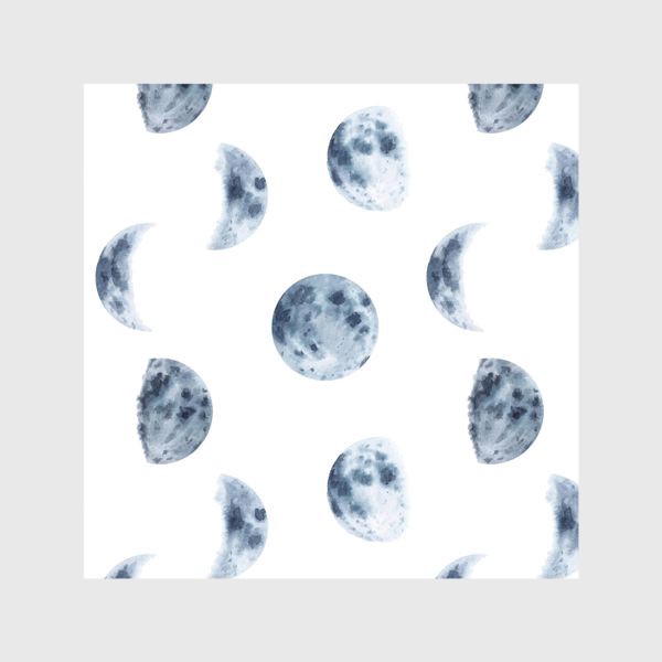 Шторы «Луна. Акварельный абстрактный принт с фазами луны в монохромных тонах»