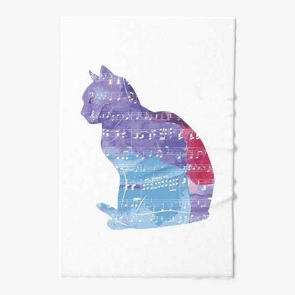 Полотенце «Музыкальный кот акварель»