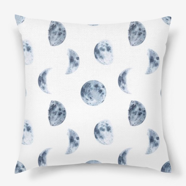 Подушка «Луна. Акварельный абстрактный принт с фазами луны в монохромных тонах»